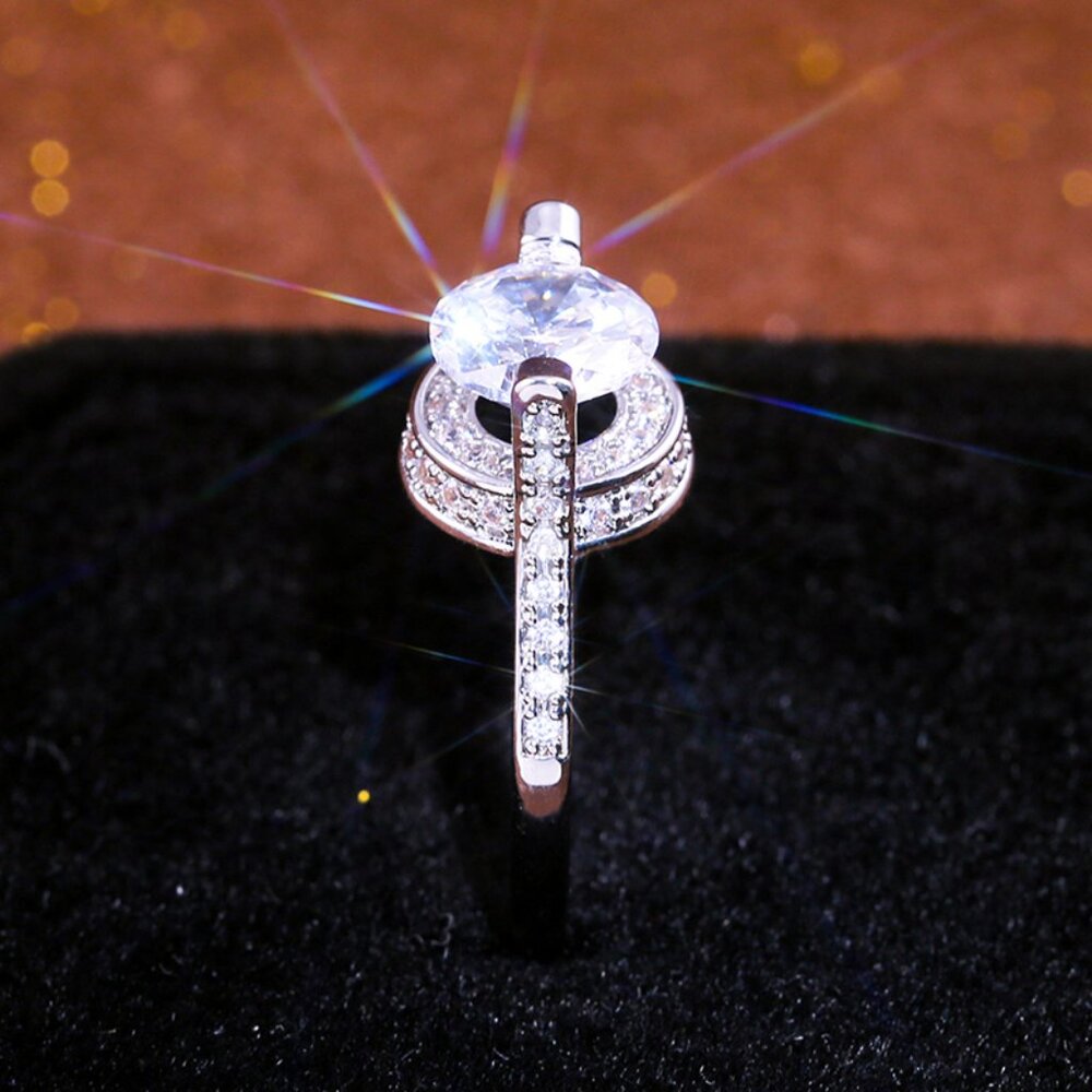 Trendy Wedding Round CZ Design Anillo Silver Dainty Ring for Women, VIP487 - Picture 3 of 5